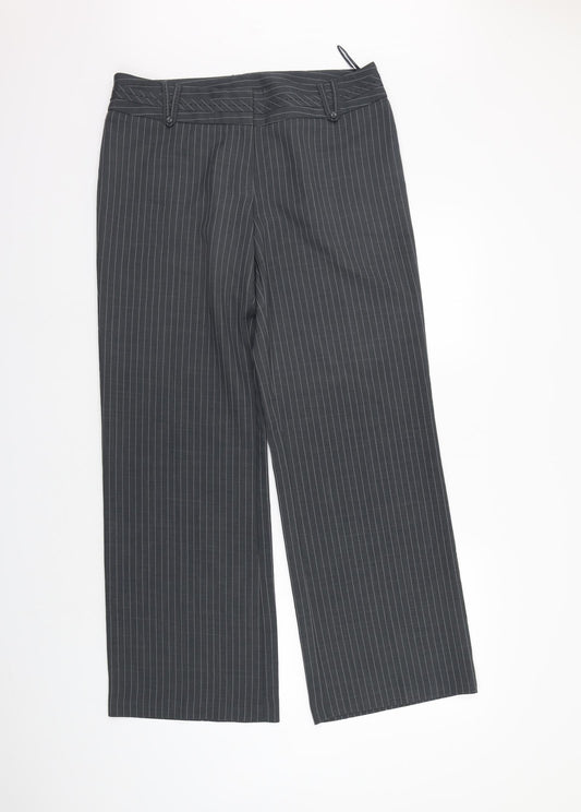 F&F Womens Grey Striped  Trousers  Size 14 L30 in