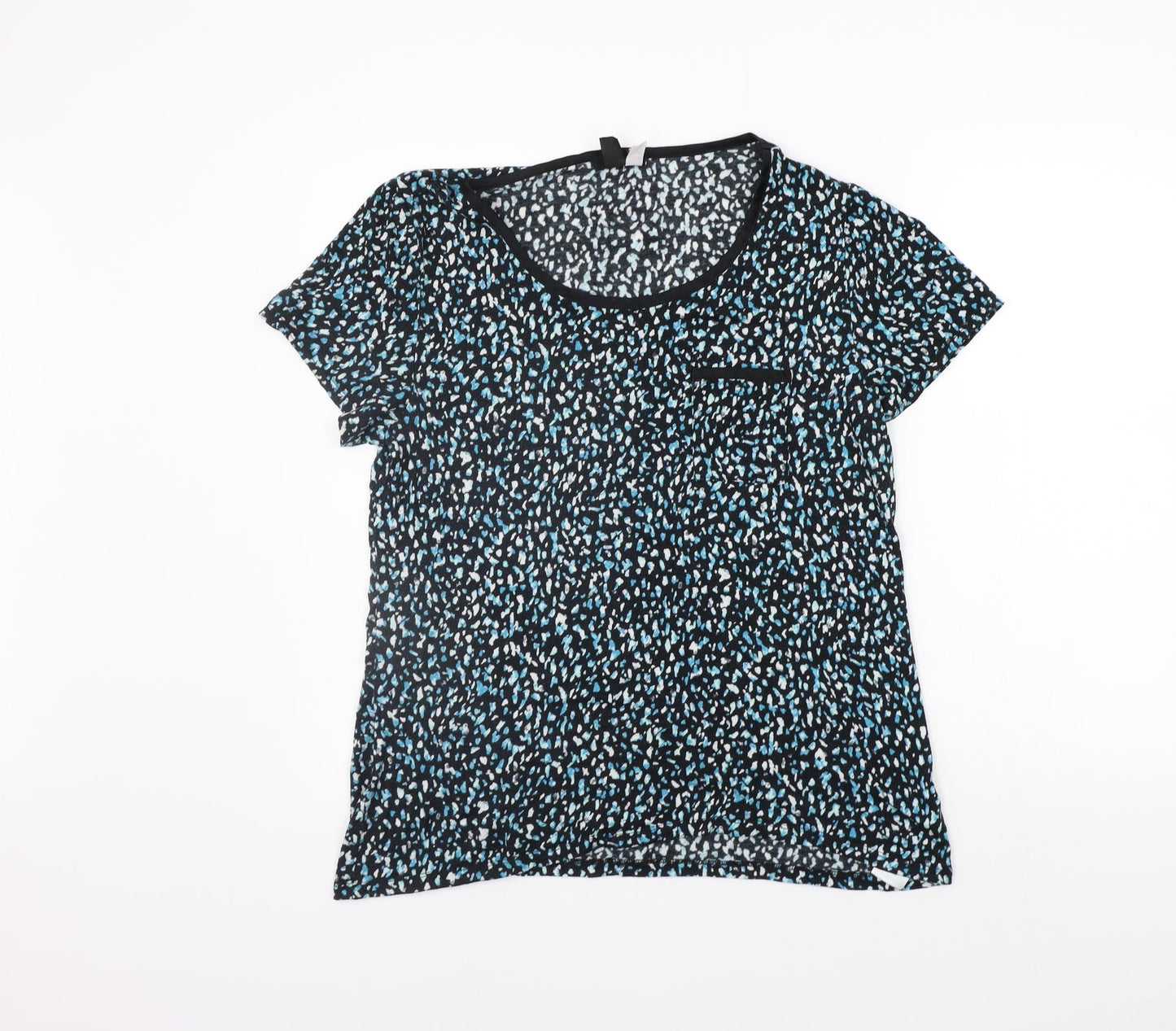 Midnight Womens Black Geometric  Basic T-Shirt Size L