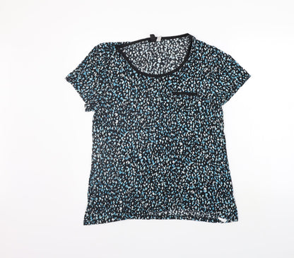 Midnight Womens Black Geometric  Basic T-Shirt Size L