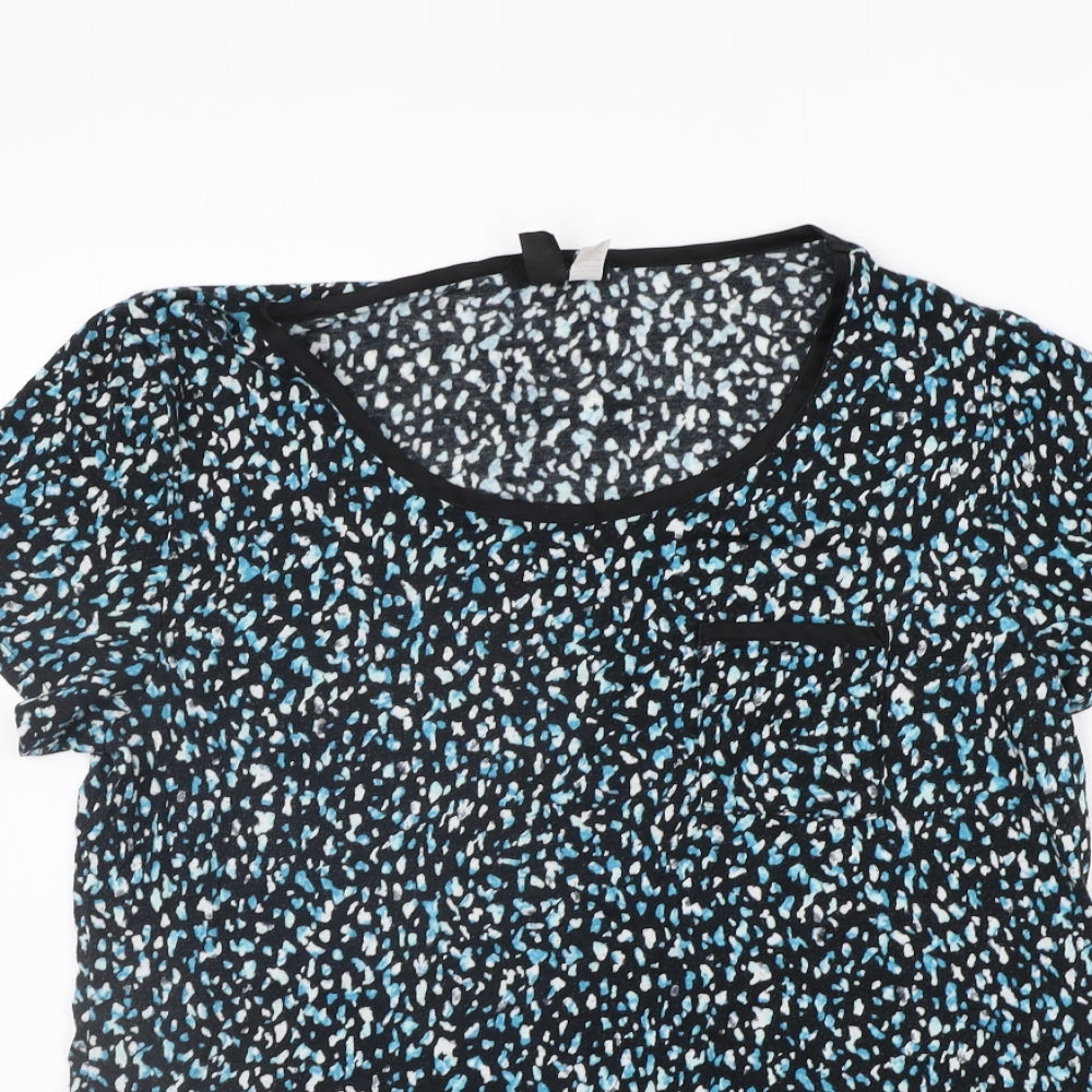 Midnight Womens Black Geometric  Basic T-Shirt Size L