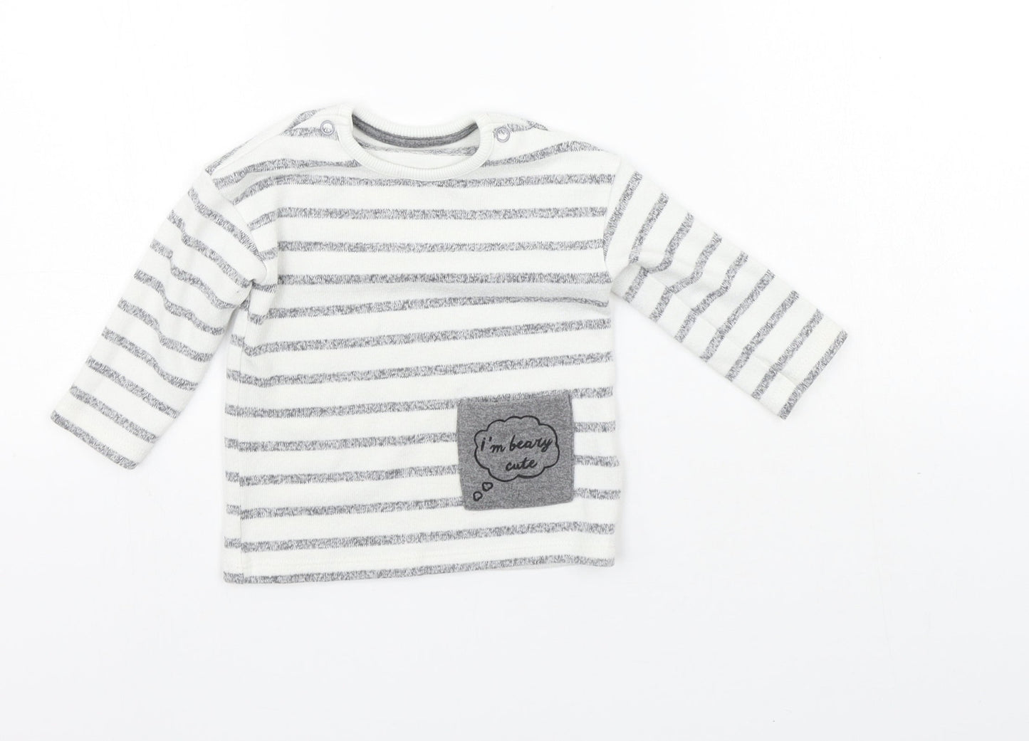 George Girls White Striped  Basic T-Shirt Size 6-9 Months