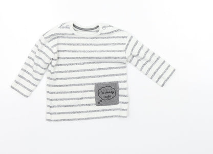 George Girls White Striped  Basic T-Shirt Size 6-9 Months