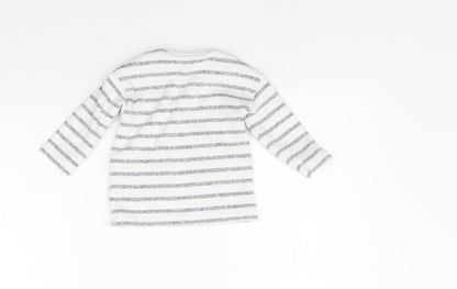 George Girls White Striped  Basic T-Shirt Size 6-9 Months