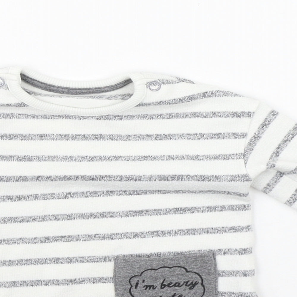 George Girls White Striped  Basic T-Shirt Size 6-9 Months