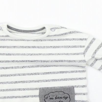 George Girls White Striped  Basic T-Shirt Size 6-9 Months