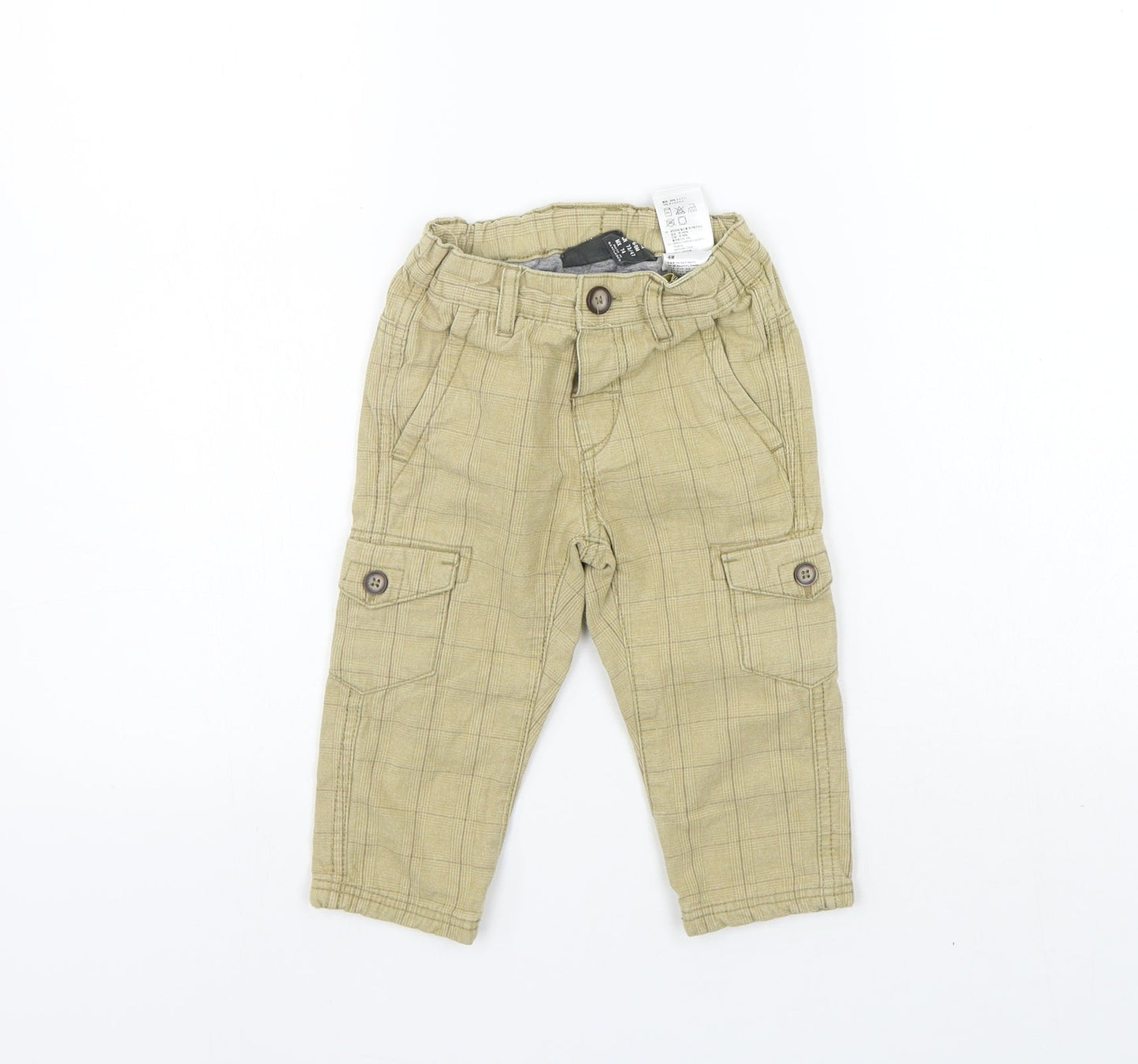 LOGG Girls Beige Check  Jogger Trousers Size 9-12 Months