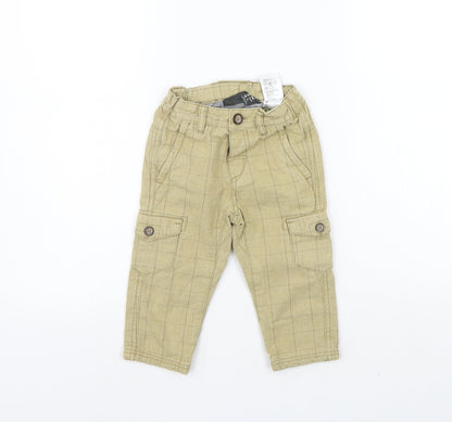 LOGG Girls Beige Check  Jogger Trousers Size 9-12 Months