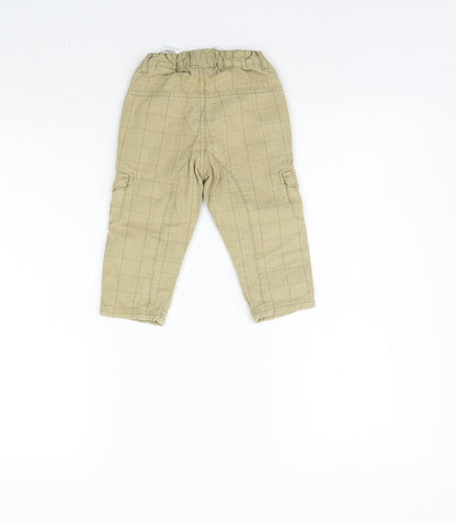 LOGG Girls Beige Check  Jogger Trousers Size 9-12 Months