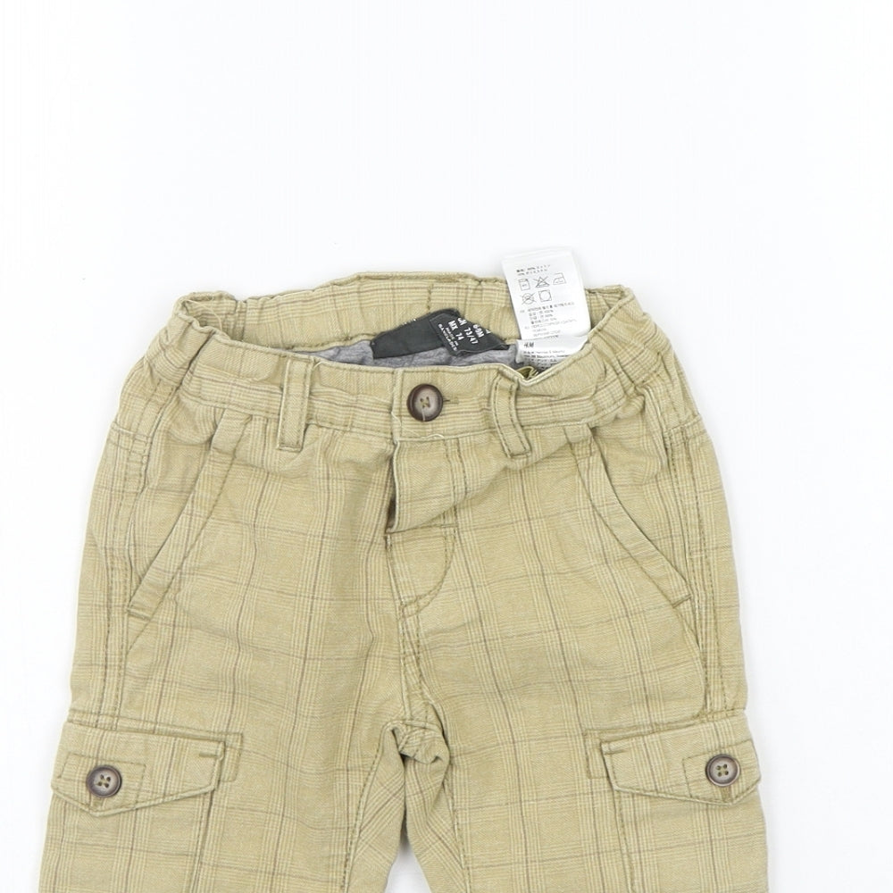 LOGG Girls Beige Check  Jogger Trousers Size 9-12 Months