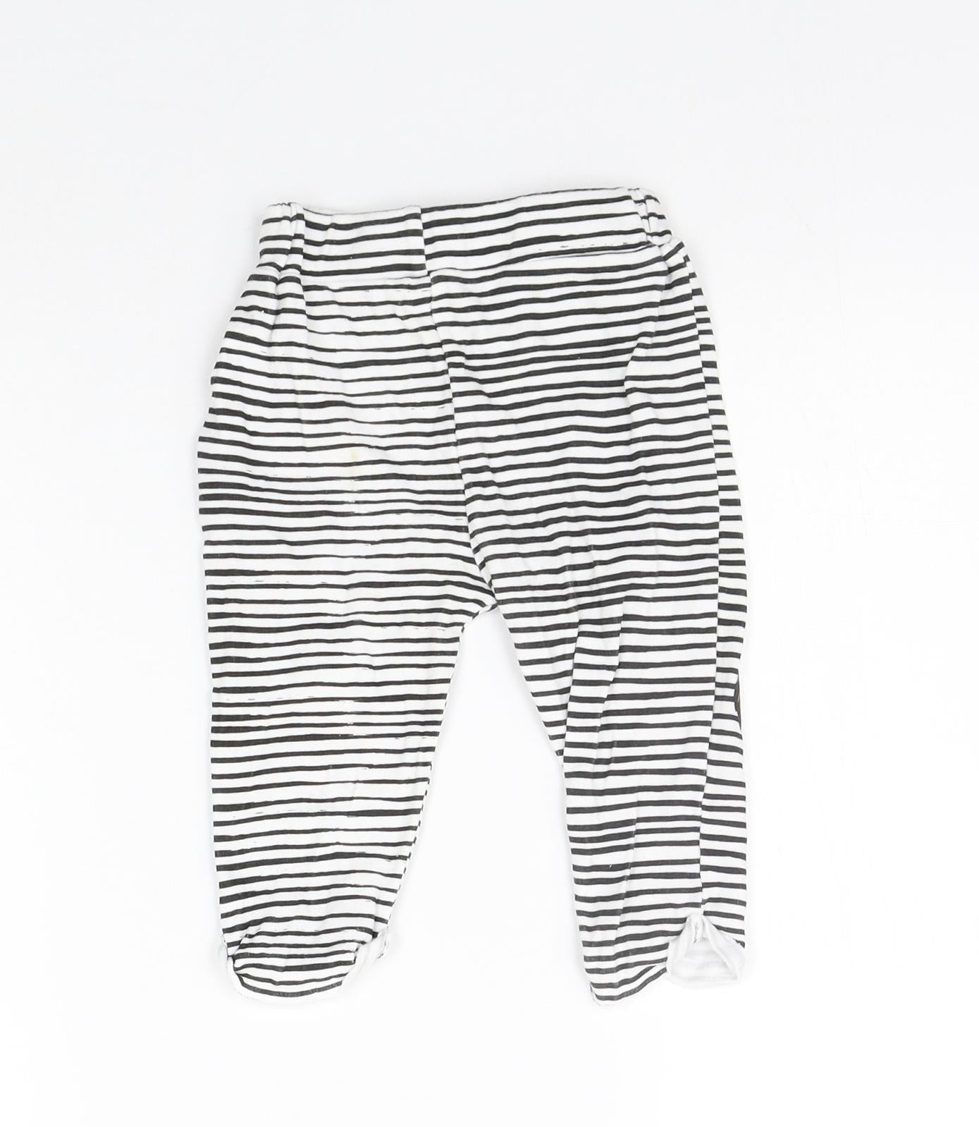 Primark Girls White Striped  Jogger Leggings Size 6-9 Months  - Tiger King