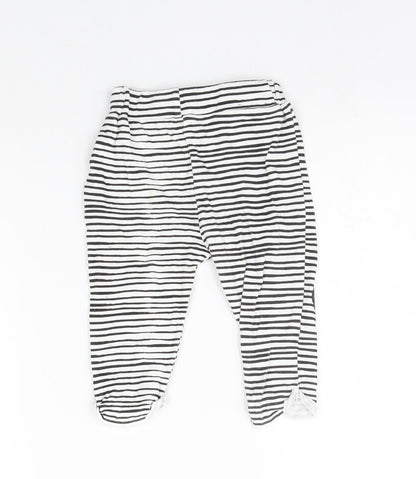 Primark Girls White Striped  Jogger Leggings Size 6-9 Months  - Tiger King