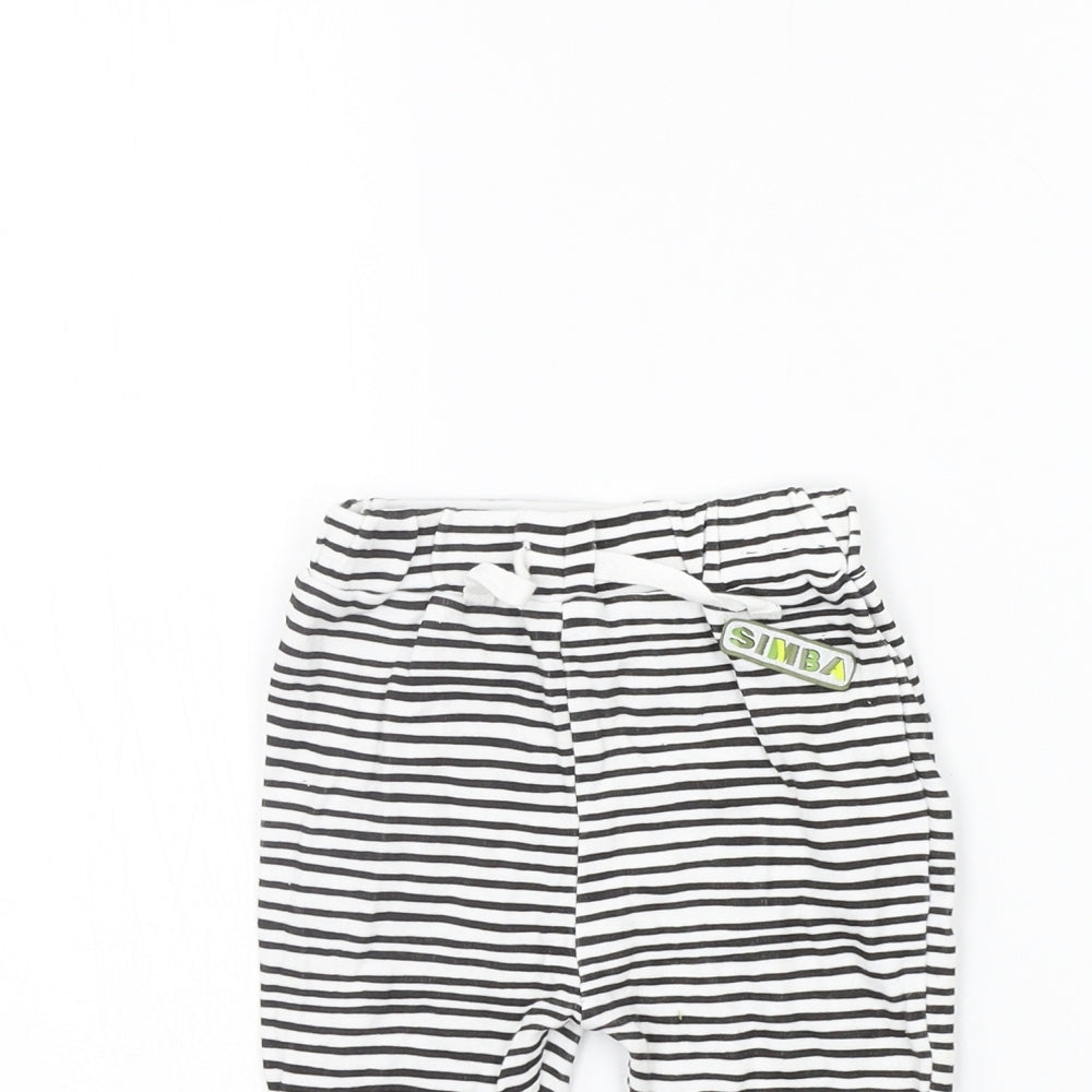 Primark Girls White Striped  Jogger Leggings Size 6-9 Months  - Tiger King