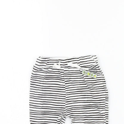 Primark Girls White Striped  Jogger Leggings Size 6-9 Months  - Tiger King