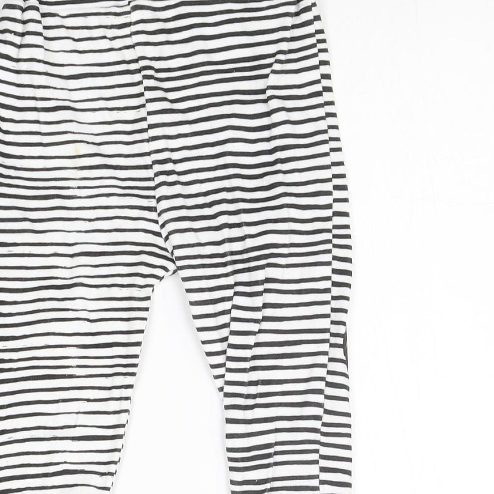 Primark Girls White Striped  Jogger Leggings Size 6-9 Months  - Tiger King