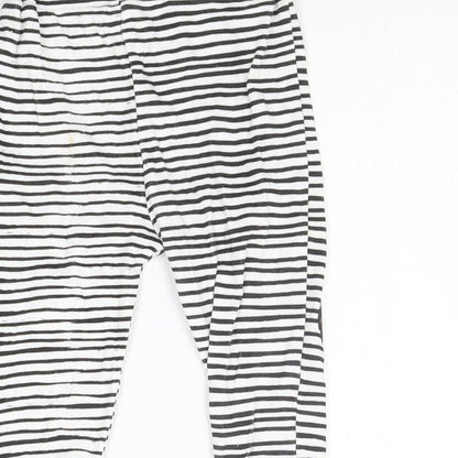 Primark Girls White Striped  Jogger Leggings Size 6-9 Months  - Tiger King