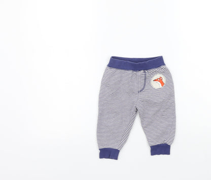 TU Girls Blue Striped  Jogger Leggings Size 6-9 Months