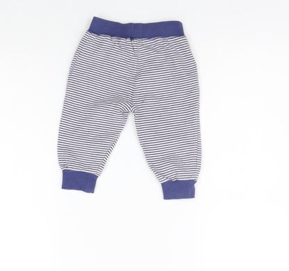 TU Girls Blue Striped  Jogger Leggings Size 6-9 Months