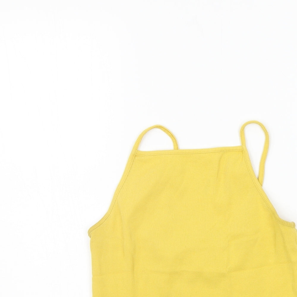 Womens UK Size 14 New Look Yellow Basic Tank