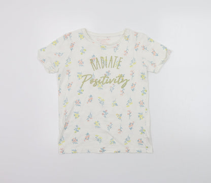 Primark Girls White Floral  Basic T-Shirt Size 11-12 Years