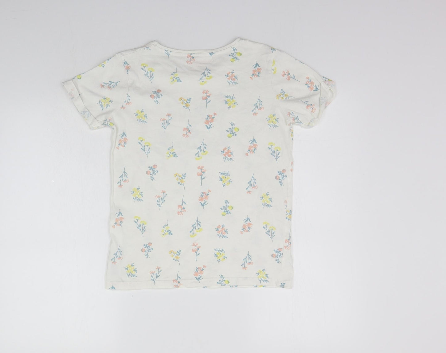 Primark Girls White Floral  Basic T-Shirt Size 11-12 Years