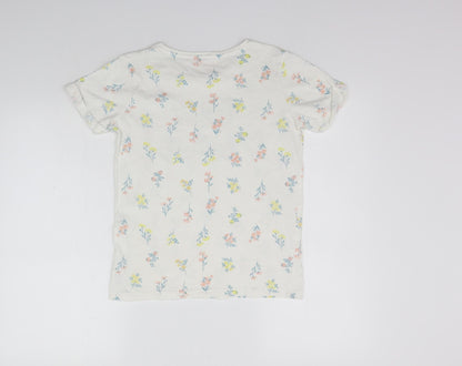 Primark Girls White Floral  Basic T-Shirt Size 11-12 Years