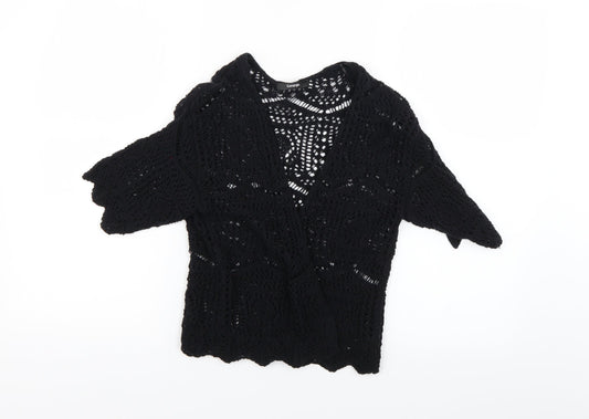 George Womens Black  Knit Wrap Jumper Size 8