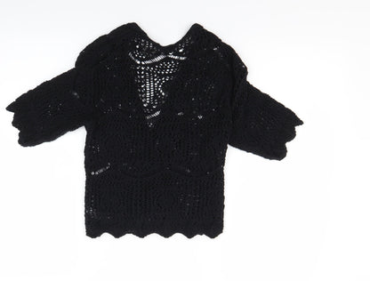 George Womens Black  Knit Wrap Jumper Size 8