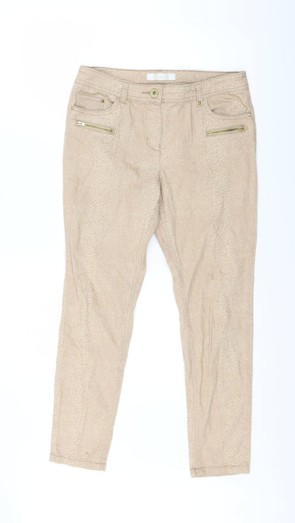 BHS Womens Brown Animal Print Denim Skinny Jeans Size 10 L27 in