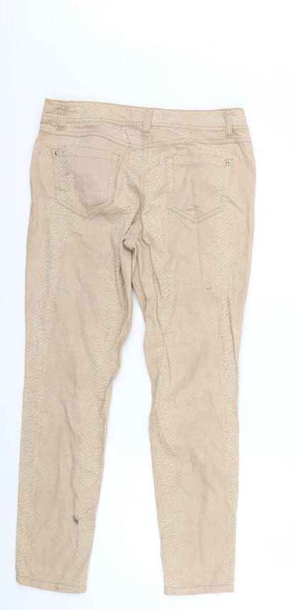 BHS Womens Brown Animal Print Denim Skinny Jeans Size 10 L27 in