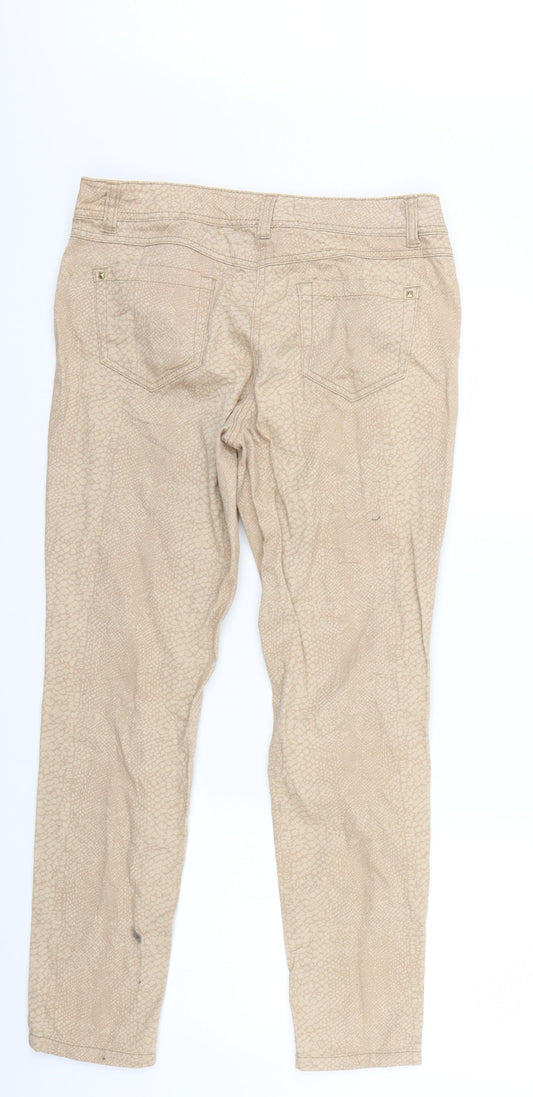 BHS Womens Brown Animal Print Denim Skinny Jeans Size 10 L27 in