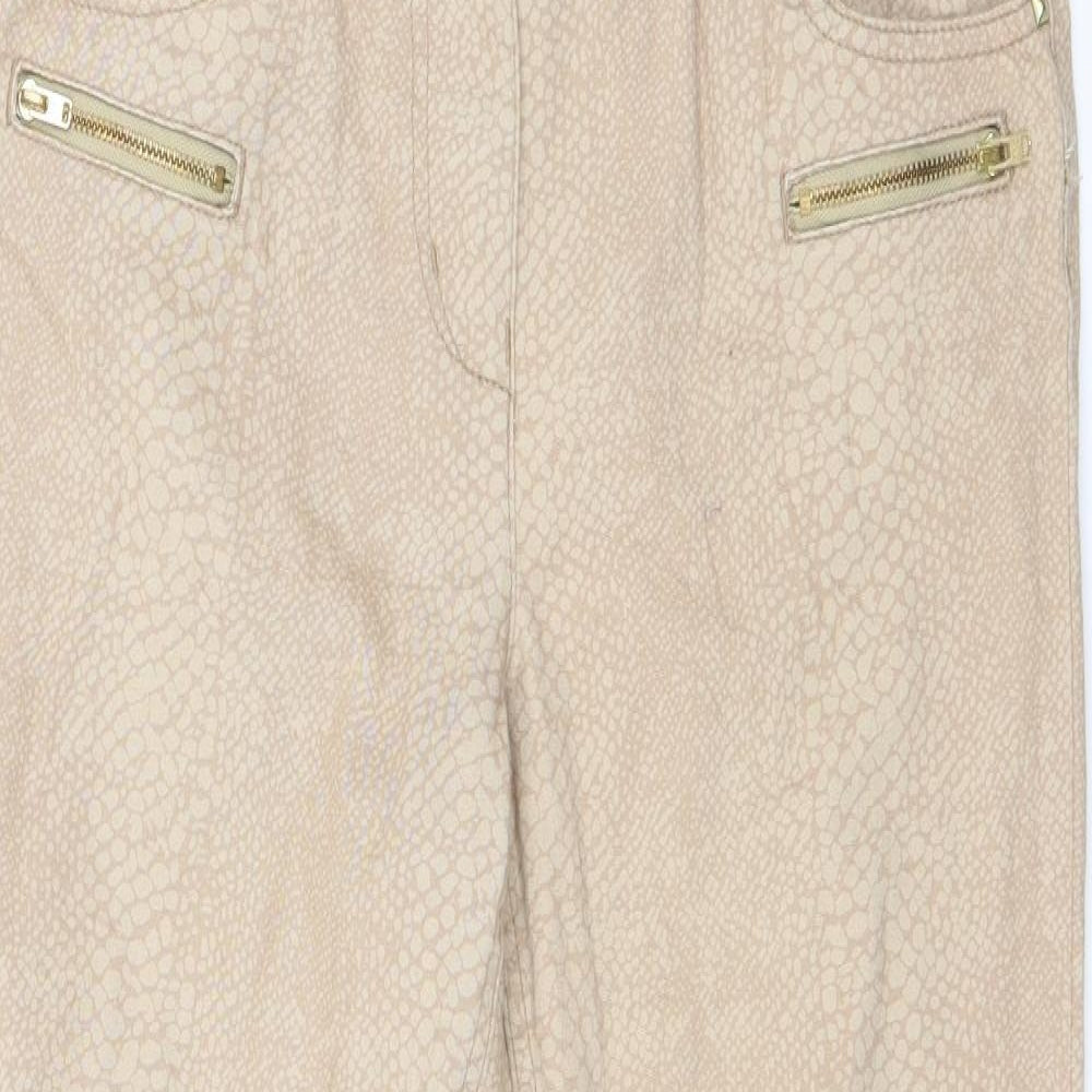 BHS Womens Brown Animal Print Denim Skinny Jeans Size 10 L27 in