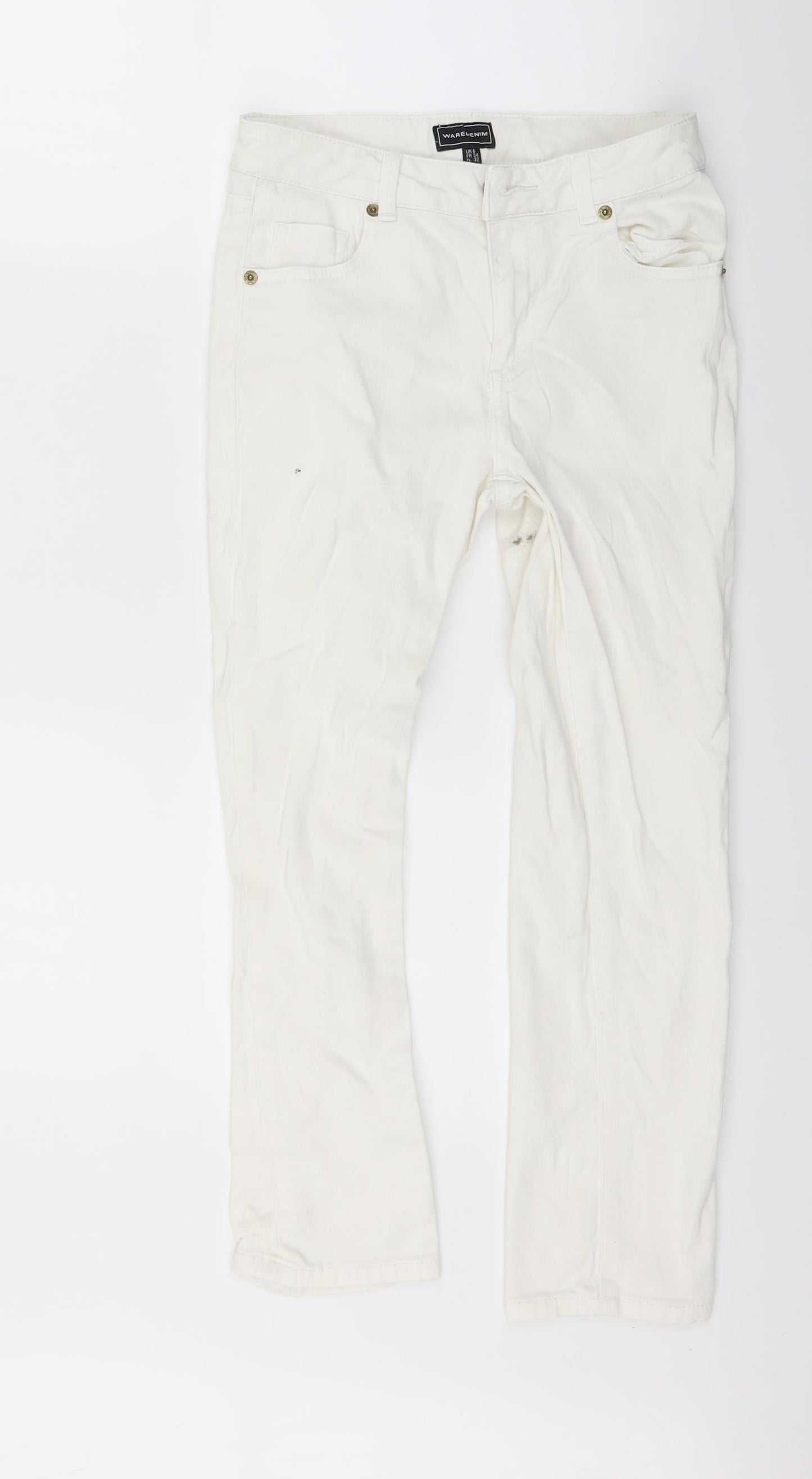 Womens UK Size 6 Waredenim Regular Fit Skinny White Jeans