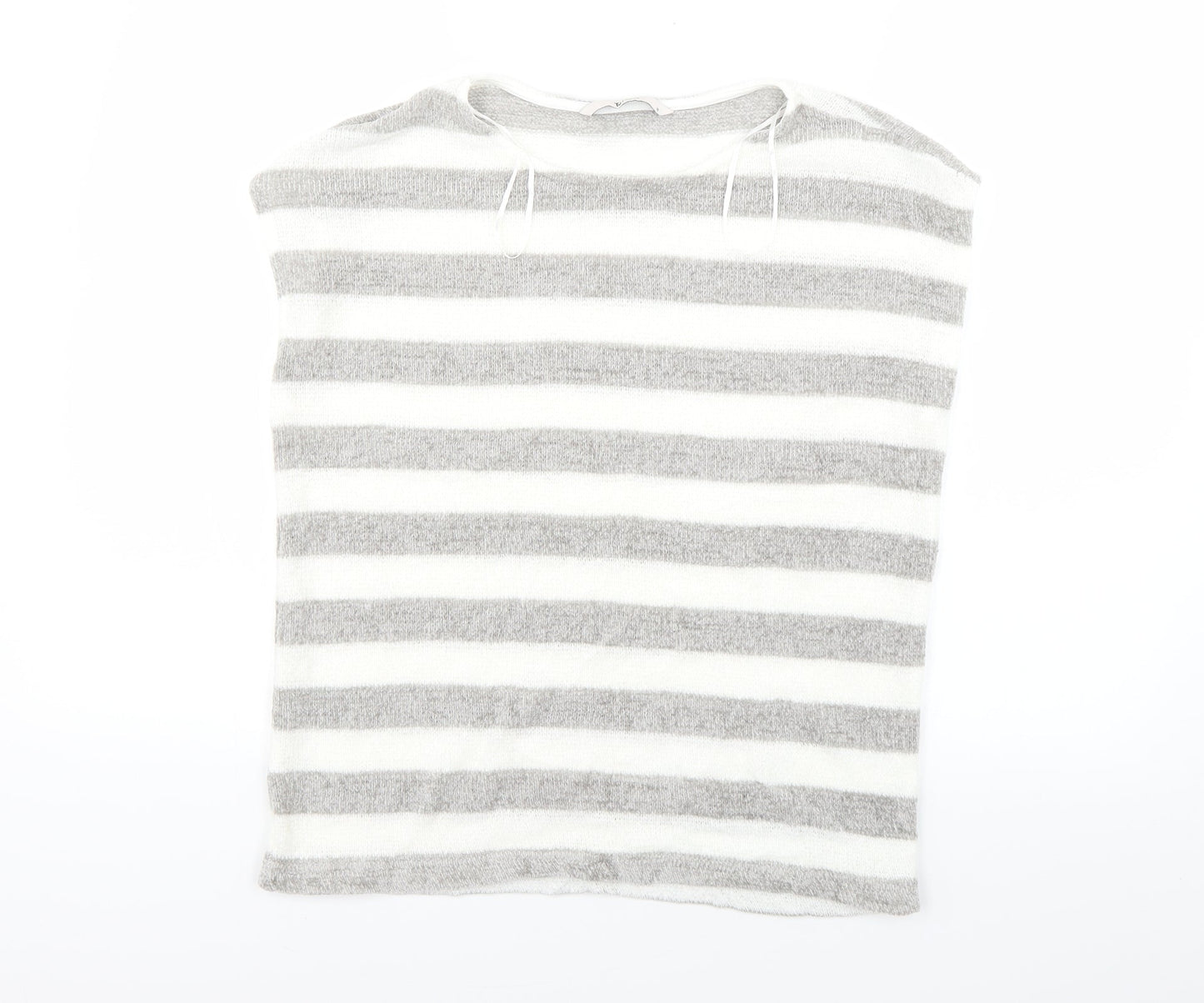 TU Womens White Striped  Vest Jumper Size 12