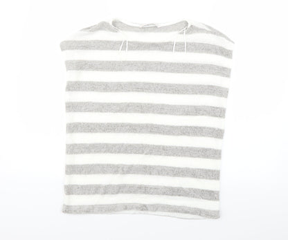 TU Womens White Striped  Vest Jumper Size 12