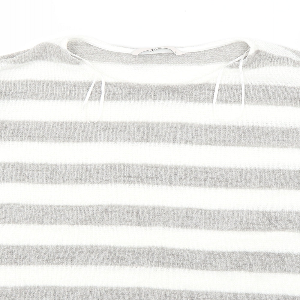 TU Womens White Striped  Vest Jumper Size 12