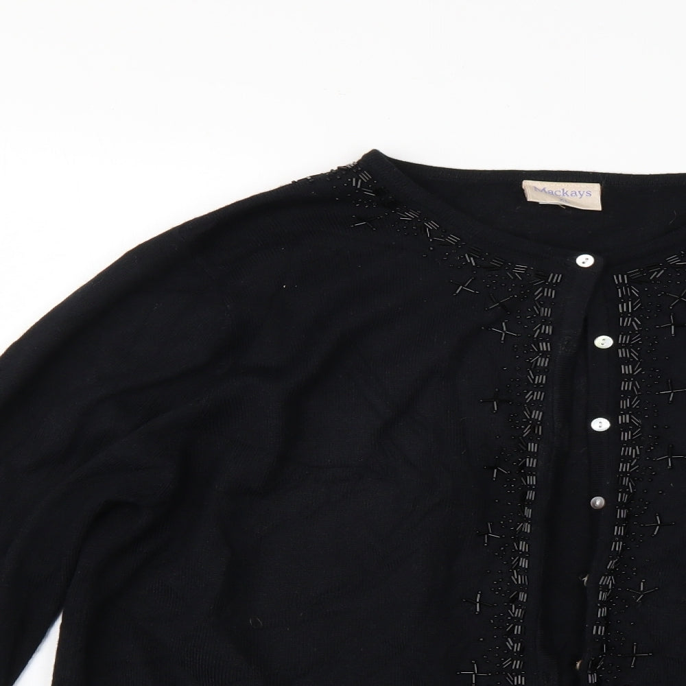Womens UK Size XL mackays Black Cardigan Jumper