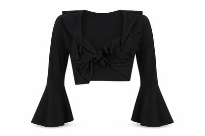 Womens UK Size 8 Boohoo Black Cropped Blouse