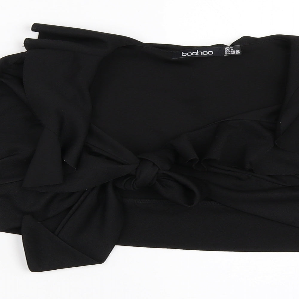 Boohoo Womens Black   Cropped Blouse Size 8