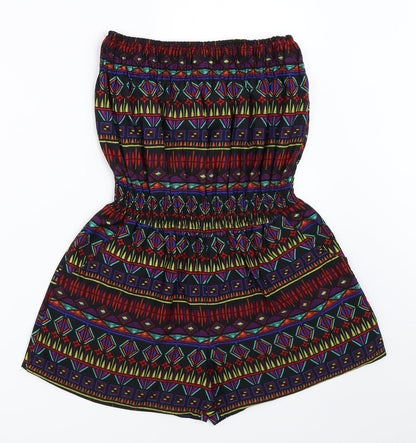 Ocean Club Womens Black Geometric  Playsuit One-Piece Size 8