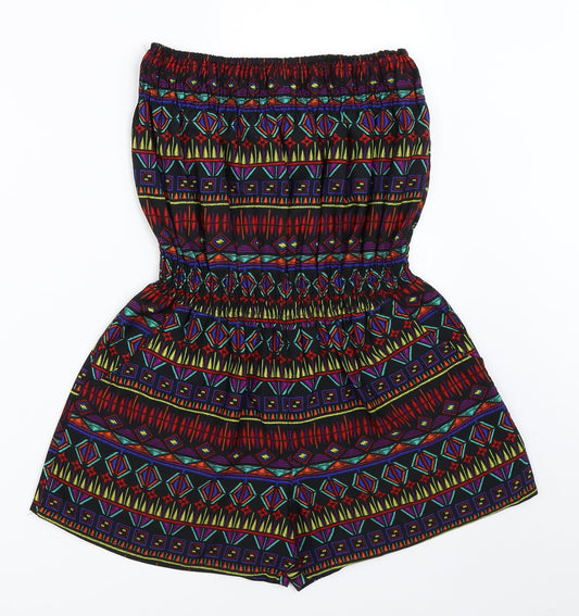 Ocean Club Womens Black Geometric  Playsuit One-Piece Size 8