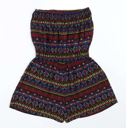 Ocean Club Womens Black Geometric  Playsuit One-Piece Size 8