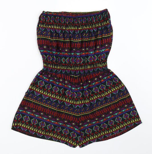 Ocean Club Womens Black Geometric  Playsuit One-Piece Size 8