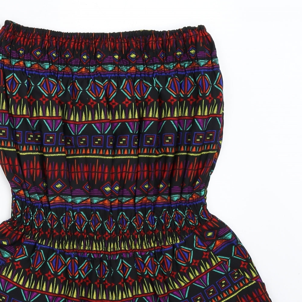 Ocean Club Womens Black Geometric  Playsuit One-Piece Size 8