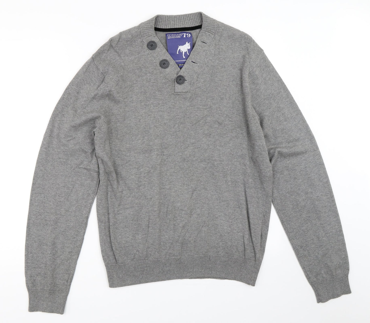 Petroleum Mens Grey   Pullover Jumper Size M