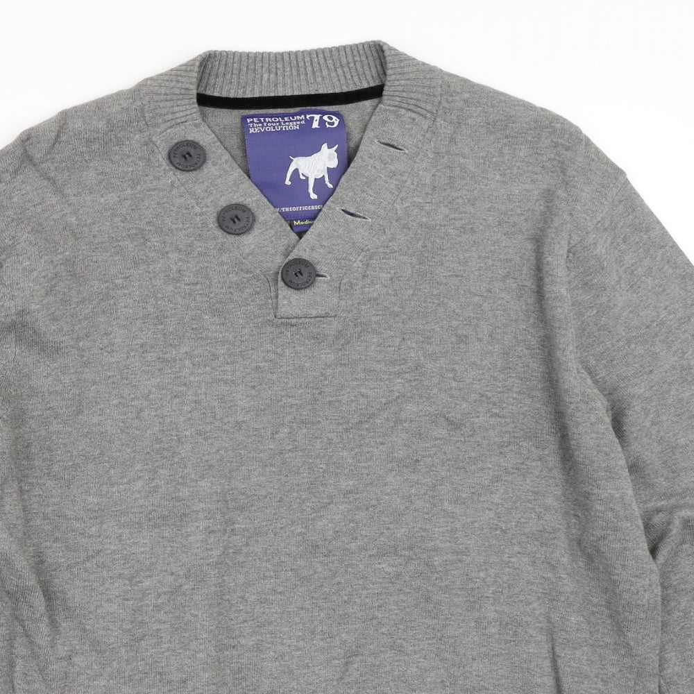 Petroleum Mens Grey   Pullover Jumper Size M