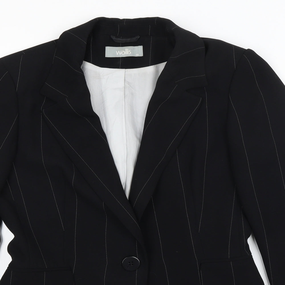 Wallis Womens Black Striped  Jacket Blazer Size 10