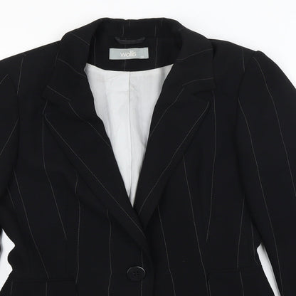 Wallis Womens Black Striped  Jacket Blazer Size 10