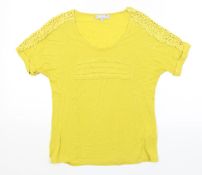 Womens UK Size 10 Per Una Yellow Basic T-Shirt