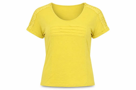 Womens UK Size 10 Per Una Yellow Basic T-Shirt