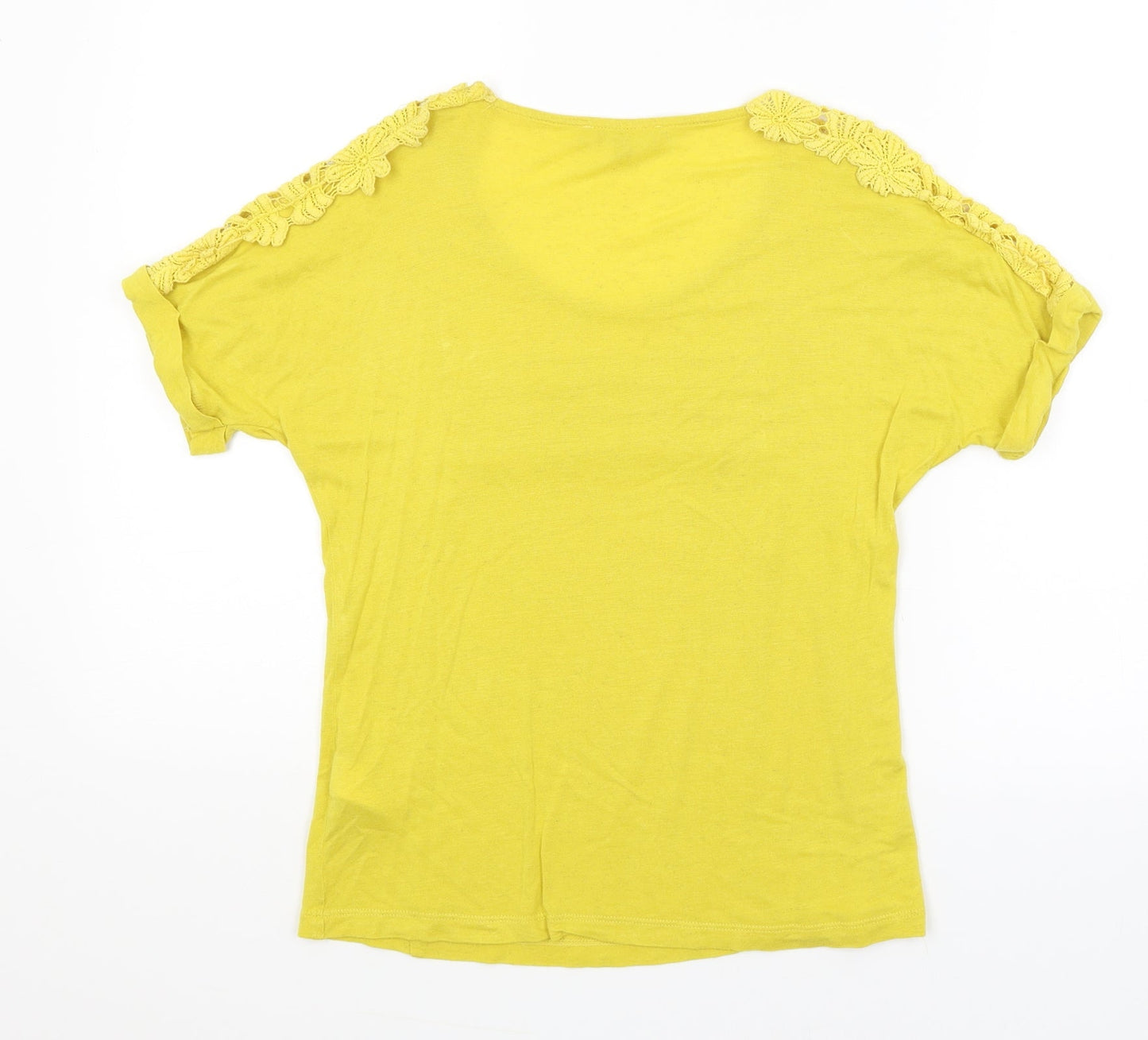 Womens UK Size 10 Per Una Yellow Basic T-Shirt